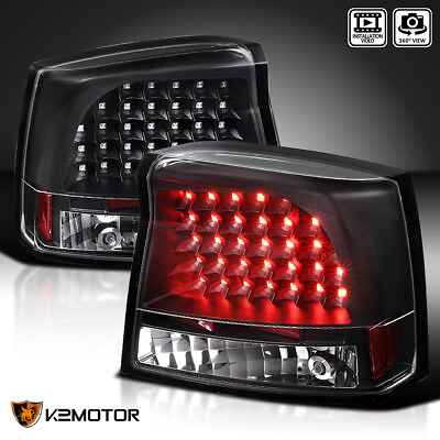 #ad Fits 2006 2010 Dodge Charger Black LED Tail Lights Brake Lamps LeftRight Pair $130.38