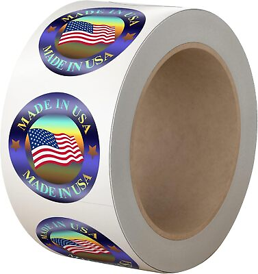 #ad #ad quot;Made in USAquot; Hologram Flag Labels 1 Inch Round American Flag Stickers 2 Colors $11.99