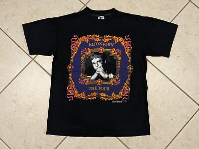 #ad Vtg 1992 1994 Elton John World Tour T shirt Size L Styled By Gianni Versace Rare $67.49
