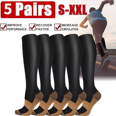 #ad #ad NEW Copper Compression Socks 20 30mmHg Graduated Support Mens Womens S XXL $12.99