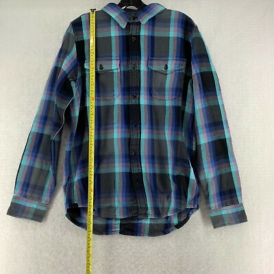#ad Outer Known Mens Multicolor Plaid Spread Collar Casual Button Up Shirt Size M $99.99