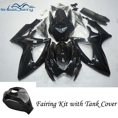 #ad Glossy Black ABS Tank Cover Fairings Kit For Suzuki GSXR600 GSXR750 2006 2007 $349.01