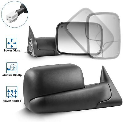 #ad DriverPassenger Power Heated Tow Mirrors For 98 01 Dodge Ram 1500 2500 3500 $99.99