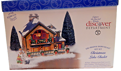 #ad Dept 56 The Original Snow Village Christmas Lake Chalet Gift Set #55061 Complete $148.50