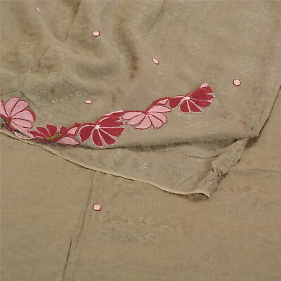 #ad Sanskriti Vintage Sarees Blend Georgette Woven Embroidered Sari 5Yd Craft Fabric $38.00