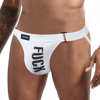 #ad Jockmail Men#x27;s Sexy Individual Briefs T back Underwear Letter Cotton Jock Strap $9.99