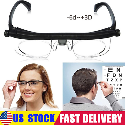 #ad Dial Adjustable Glasses Variable Focus Distance Vision Eyeglasses For Reading $7.59
