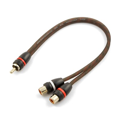 #ad 1 Male to 2 Female Gold plated OFC Twisted Pair RCA Y Adapter Cable Car or Home $6.10