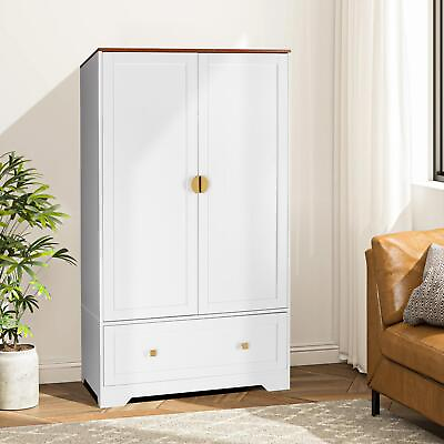 #ad 38quot;W x 65quot;H White Wardrobe Armoire Closet for Hanging Clothes with Draweramp;Shelf $269.99