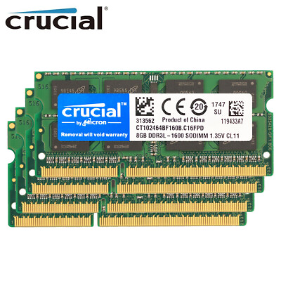 #ad Crucial 8GB DDR3L 1600MHz 204 Pin Sodimm memory LAPTOP RAM PC3L 12800 LOT DDR3L $13.75