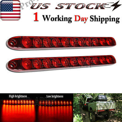#ad 2X 16quot;Red Strip Truck Trailer Lights Rear LED Stop Turn Tail Brake Light Bar 12V $22.98