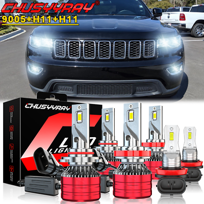 #ad For Jeep Grand Cherokee 2014 2018 Combo LED HeadlightFog Light Bulbs Kit 6000K $64.99