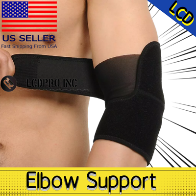 #ad Elbow Sleeve Brace Wrap Adjustable Support Arm Arthritis Tendonitis Pain Relief $6.29