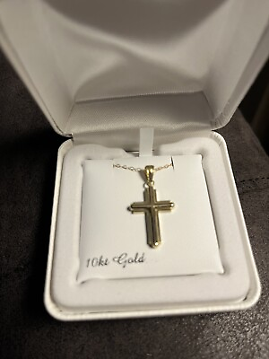 #ad 10 Carat Gold Cross Necklace with 14k 18in Chain $300.00