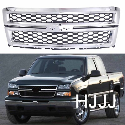 #ad Front Bumper Honeycomb Grille For CHEVROLET SILVERADO 1500 2014 2015 Chrome $158.42