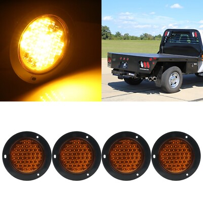 #ad 4X 5.6quot; 40 LED YELLOW SHELL AMBER LIGHT SIDE LIGHT DURABLE 3 HOLES HARD EDGED $14.42