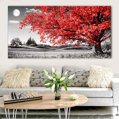 #ad Landscape Red Tree Poster Canvas Prints Canvas Wall Art Picture Canvas Painting $18.04