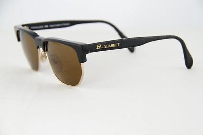 #ad Vintage Vuarnet Sunglasses 438 Acetate Black PX2000 Mineral Brown Lens $103.20