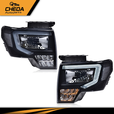 #ad Fit For 2009 2014 Ford F 150 Projector Headlights Black Smoke LED DRL Head Lamps $141.80