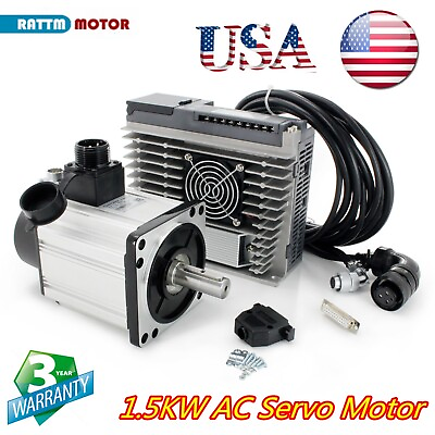 #ad 『USA』 1.5KW AC Servo Motor Servo Driver with brake 2500r min 5.73Nm RS485 Modbus $380.00