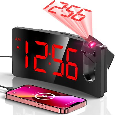 #ad Projection Alarm Clock Digital Clock with 180° Rotatable Projector 3 Level ... $25.40