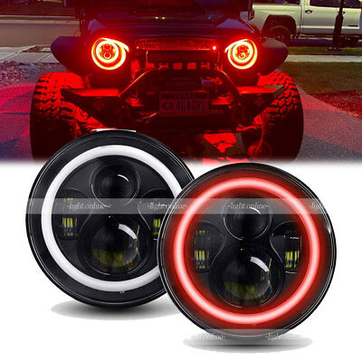 #ad Red Halo 7quot; LED Headlight DRL Turn Lamp Combo Kit For Jeep Wrangler JK JKU TJ LJ $82.99