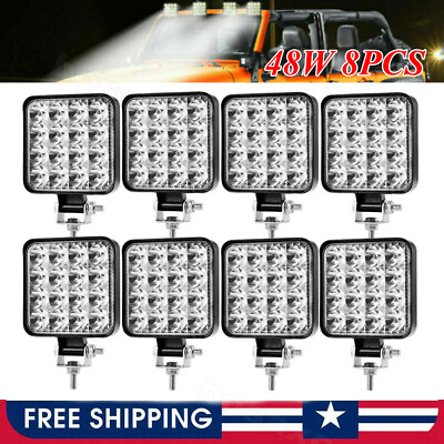 #ad 8x 48W LED Work Light Truck OffRoads Tractor Flood Lights Lamp 12V 24V Square US $34.99