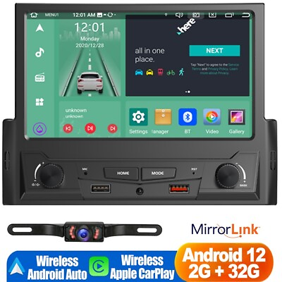 #ad Android 12 1 DIN Single 7quot; Car Radio GPS Sat Navi WIFI BT Carplay Player Camera $88.90