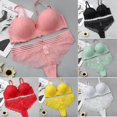 #ad Women Lace Padded Multiway Strapless Balconette Bra Sets Lingerie sets Panties $12.99
