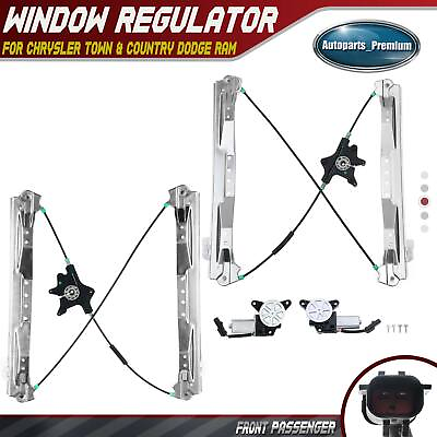 #ad 2x Front Window Regulator w 2 Pins Motor for Chrysler Town amp; Country Dodge Ram $89.99