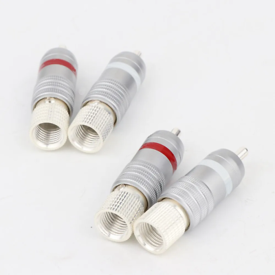 #ad 4 Audiophile Silver Plated RCA Plug Connector Terminals End DIY HiFi Audio Cable $14.66