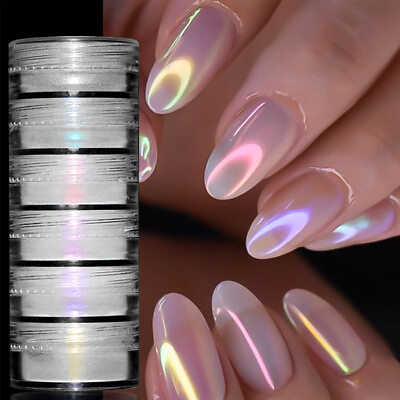 #ad 6Box Set Pearl Nail Powder Mirror Pigment Chrome Effect Rubbing Dust Decorations GBP 3.79