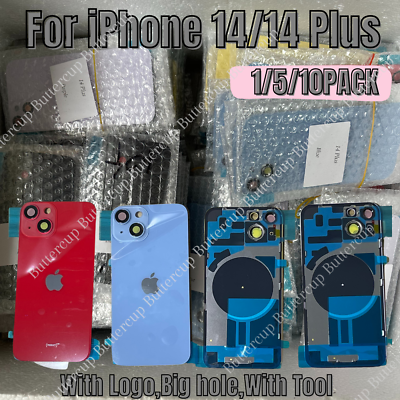 #ad For iPhone 14 iPhone 14 Plus Back Glass Replacement Big Cam Hole Rear Cover Lot $12.64