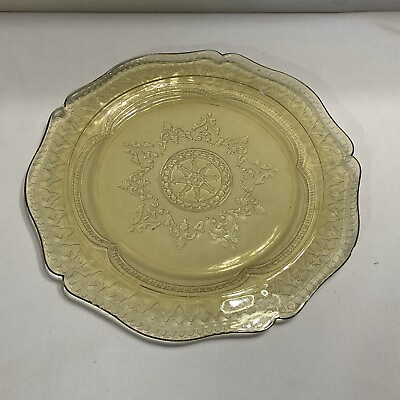 #ad Vintage Yellow Depression Glass Pressed 11quot; Scalloped Plate $10.00