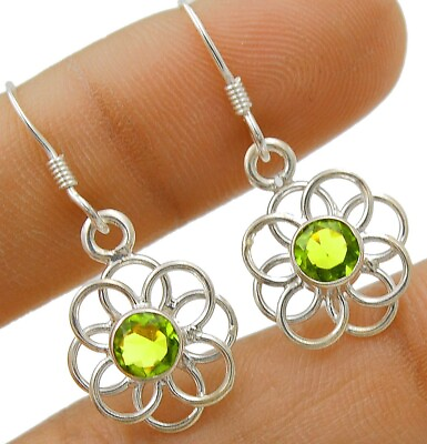 #ad Natural Peridot 925 Solid Genuine Sterling Silver Earrings 1 1 4#x27;#x27; Long NW4 6 $25.99