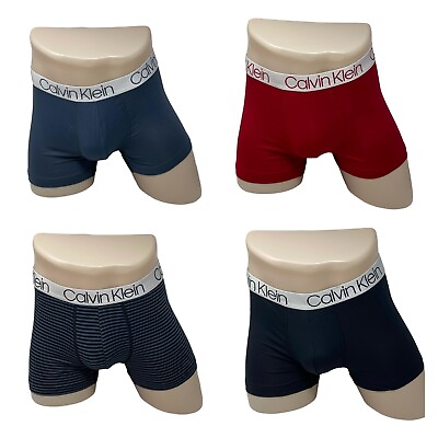#ad Calvin Klein Trunk 4 Pack Microfiber Men#x27;s Size Red Black Underwear NP24300021 $34.99