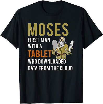 #ad NEW Funny Jewish Passover Moses Tablet Data Cloud Computing T Shirt $22.99