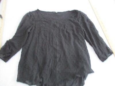 #ad Womens Long Sleeve black blouse shirt sz m $11.25