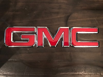 #ad GMC OEM Front Grille Emblems Red amp; Black Chrome Sierra Yukon Savanna 22881265 $24.95