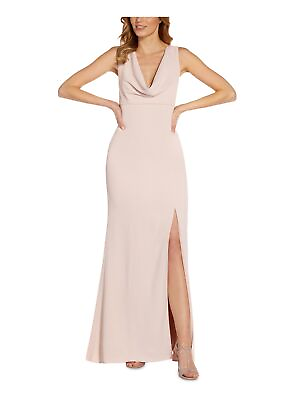 #ad ADRIANNA PAPELL Womens Pink High Slit Cross back Lined Sleeveless Gown Dress 12 $42.99