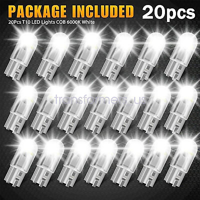 #ad 20Pcs White T10 194 168 W5W 2825 LED License Plate Interior Light Bulb 6000K $3.25