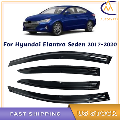 #ad Door Window Vent Visor Deflector For Hyundai Elantra Sedan 2017 2020 Smoke Black $24.39