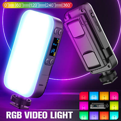 #ad RGB LED Video Light Live Selfie Fill Light 2500k 9000K with Mobile Phone Holder $25.49