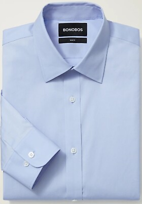 #ad NEW BONOBOS Weekday Warrior Blue Dress Shirt Slim Fit 15x33 Retail:$119 $35.00