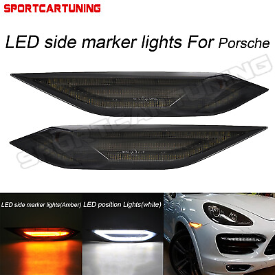 #ad For 11 14 Porsche Cayenne 958 LED Smoked Turn Signal Side Marker Lights DRL Lamp $79.91