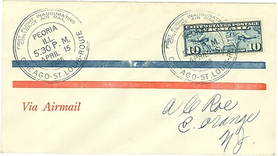 #ad 1926 LINDBERGH PEORIAILL. FLIGHT COVER AAMC #13 CAM 2N2 LINDY C7 $19.00