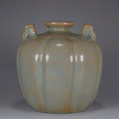 #ad 6“ China ancient Song dynasty Ru Kiln Sky blue bilineal Scraping edge bottle $293.25