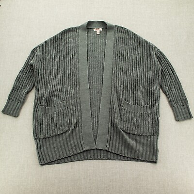 #ad Arizona Jeans Co Womens Open Front Cardigan Sweater 3 4 Sleeve Pockets Gray XS $18.88