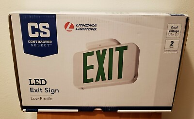 Lithonia Lighting Contractor LED White Emergency Green Exit Combo NEW $16.00