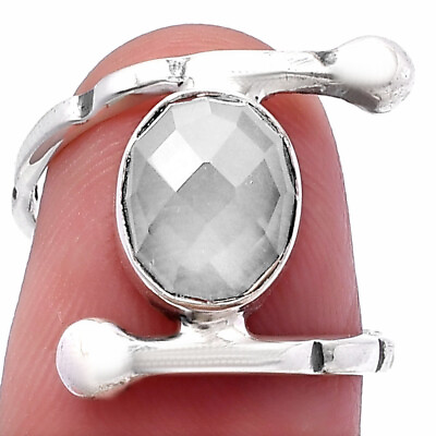 #ad Faceted Natural White Quartz 925 Sterling Silver Ring s.6.5 Jewelry R 1546 $9.99